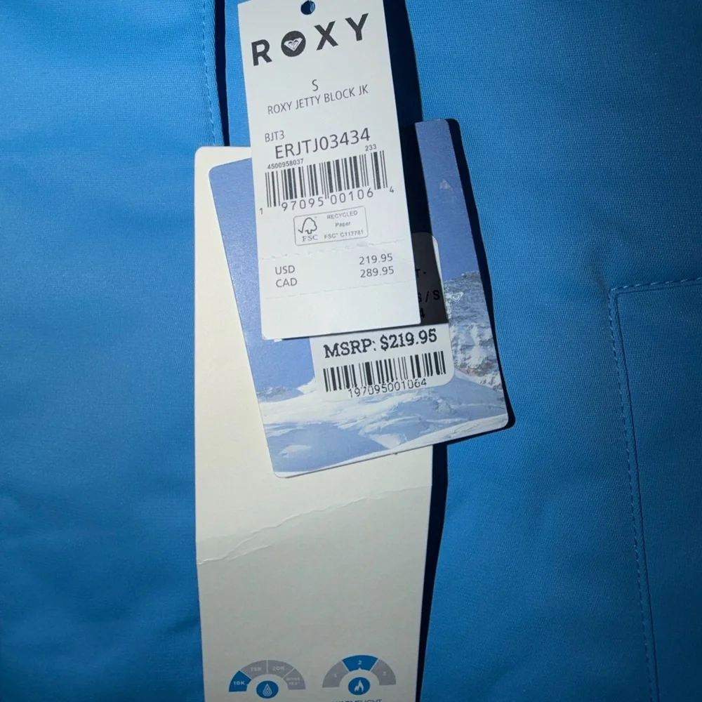 NWT Roxy Light Blue Ski Jacket with White Accents - Picture 5 of 6